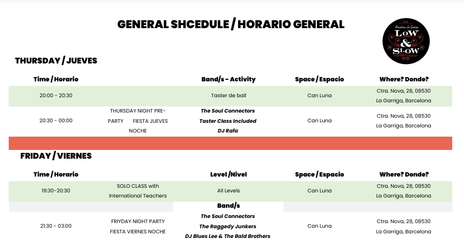 Thursday and Friday Schedule